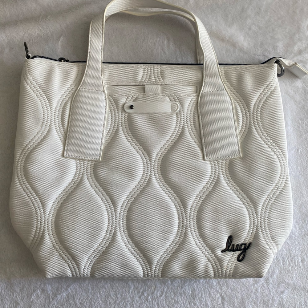 White Quilted Leather Tote with Silver Hardware